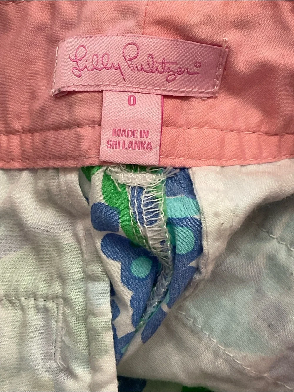 Lilly Pulitzer Callahan Pink Label with Blue and Green Floral Shorts. Size 0